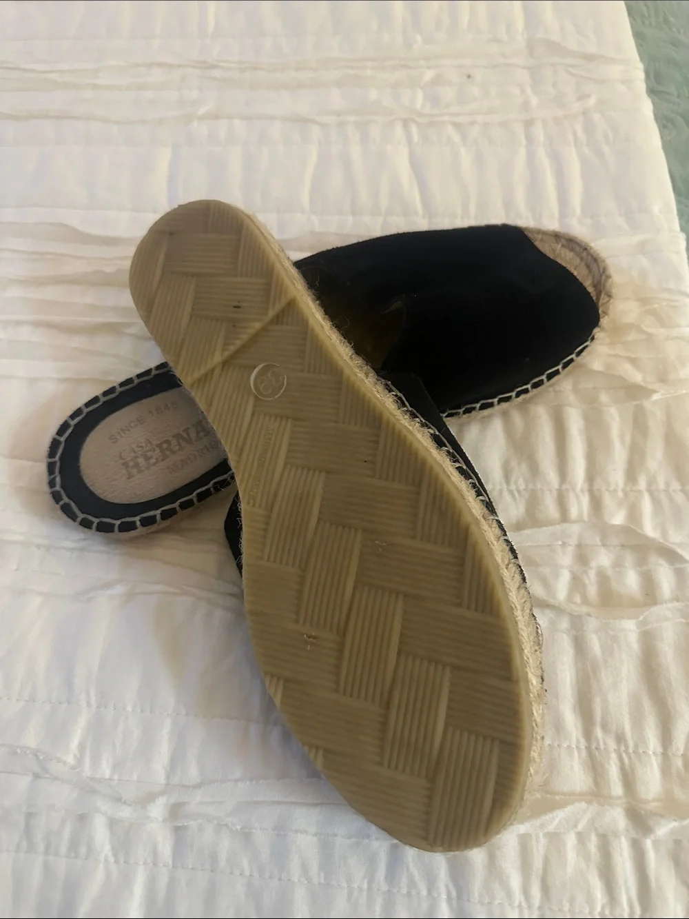 Casa Hernanz Espadrille  Black Slides 39